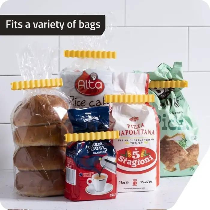 Clip de scellage résistant à l'humidité pour aliments, avec autocollant magnétique pour réfrigérateur, pince à collation à longue bande pour frites, cadeau créatif, 12 pièces/ensemble