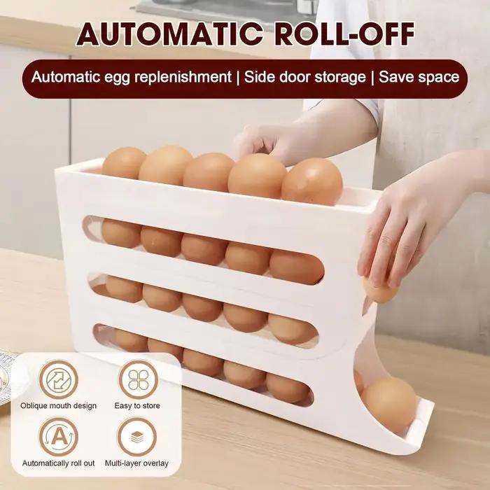 Porte-oeufs intelligent 4 niveaux distributeur d'oeufs pour refroidisseur conception a roulement automatique organisation compacte et protections speciales pour 30 oeufs usage quotidien occassions speciales