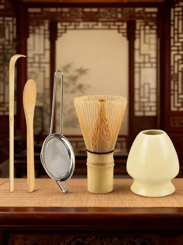 Ensemble de fouets Matcha 5 pièces-fouet en bambou, passoire à thé, cuillère, cuillère, tamis, support de fouet, Kit de démarrage Matcha parfait pour Matcha