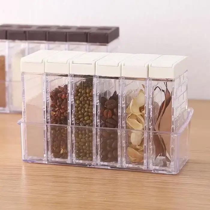 Boîte d'assaisonnement pour épices, bocaux à sel en PP, stockage d'épices de cuisine, évaluation de la boîte, organisation de la maison, 6 pièces par ensemble