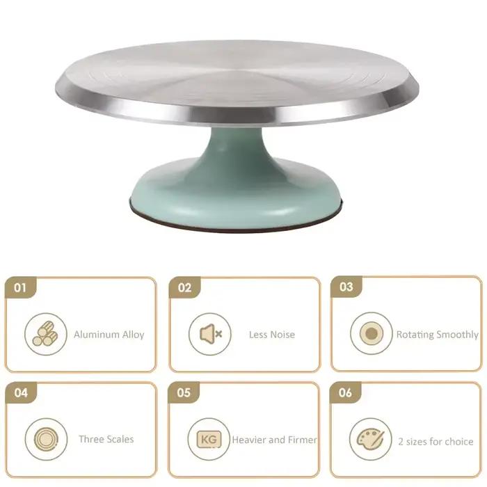 10/12 pouces 360 ° Plateau tournant pour gâteau en alliage d'aluminium