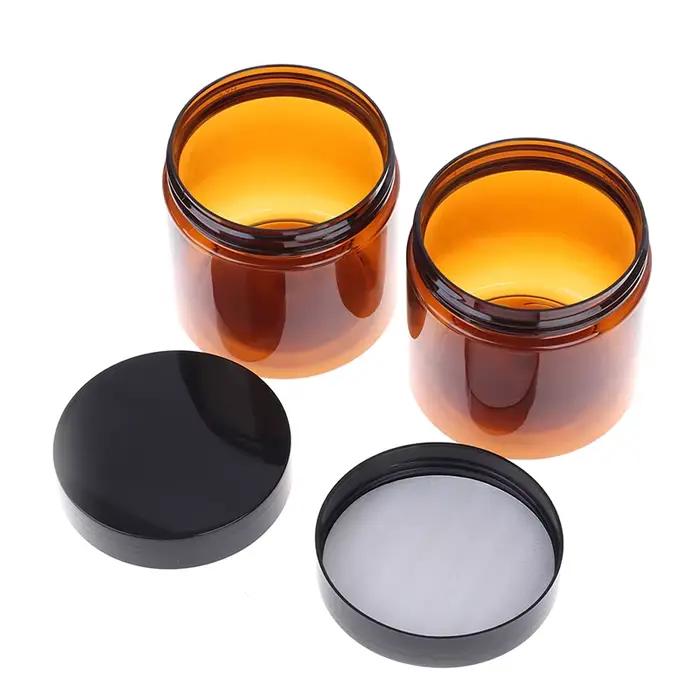 Pot à crème rond ambre doublure intérieure pour zones de salve design moderne pour soins de la peau cosmétiques à offrir pour occasions spéciales
