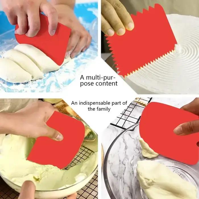 Ensemble de grattoirs à crème en plastique épais rouge pour pâtisserie et cuisson polyvalents occasions spéciales
