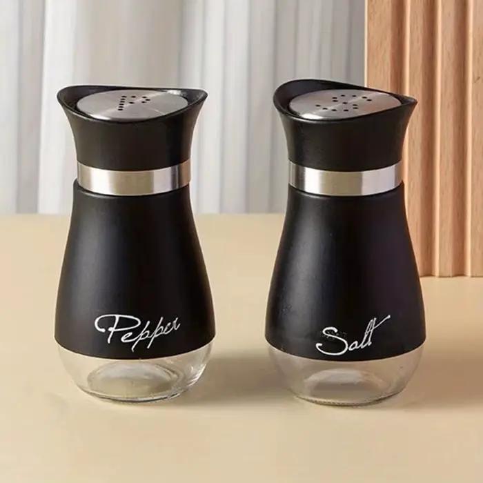 Distributeur de salière astronomique en verre et acier inoxydable, 2 pièces, shakers, épices, trous de versement réglables, boîtes d'assaisonnement