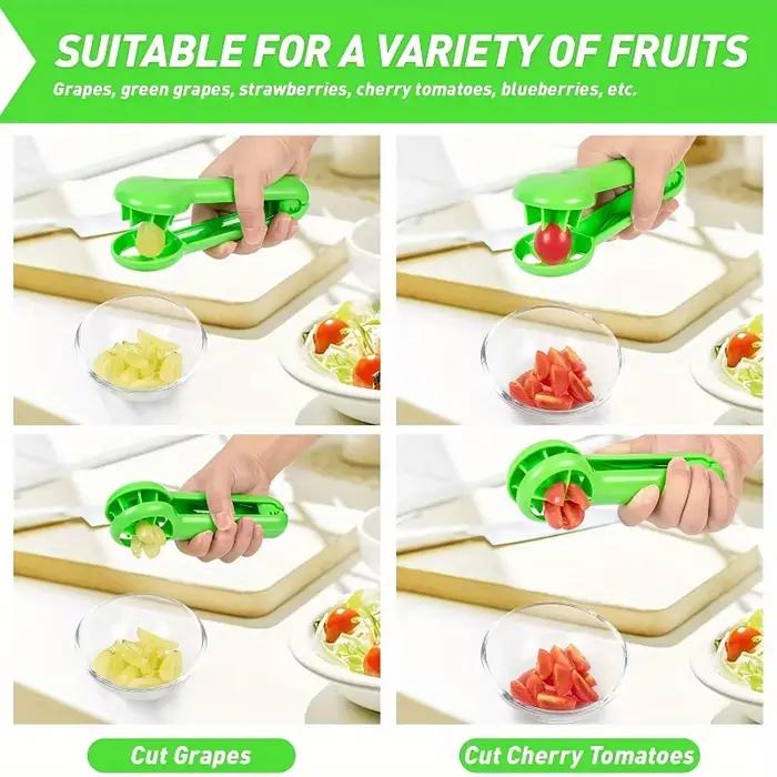 Trancheuse de fruits manuelle sûre et facile-coupeur multifonctionnel de baies et de raisin, outil de préparation de cuisine adapté aux enfants