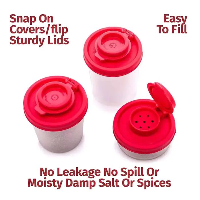 Mini pot d'assaisonnement portable en plastique de haute qualité pour sel et poivre, idéal pour le camping et les activités en plein air, disponible en plusieurs couleurs