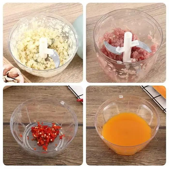Hachoir manuel à corde de 500/900ML, robot culinaire, broyeur silencieux, machine à salade, coupe-ail et oignon, accessoires d'outils de cuisine