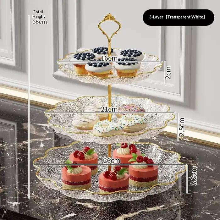 Plateau à Dessert à trois couches en feuille de Lotus, plateau créatif pour salon, maison, thé de l'après-midi, bonbons, gâteaux aux fruits, fête, Restaurant