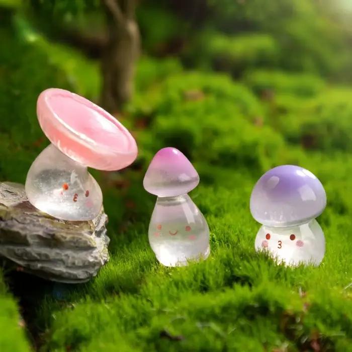 10 mini champignons lumineux de couleurs aléatoires