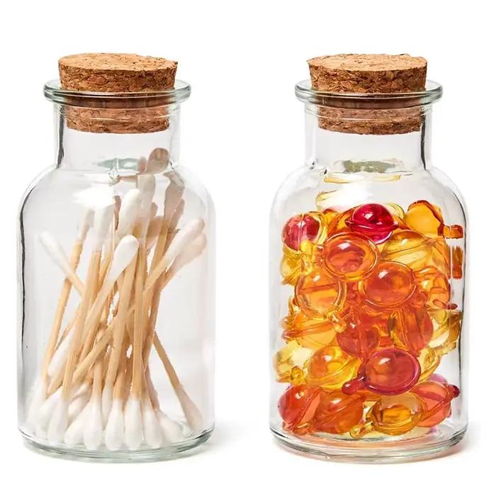 Pots à épices de 5 oz – Bouteilles en verre transparent avec couvercles en liège