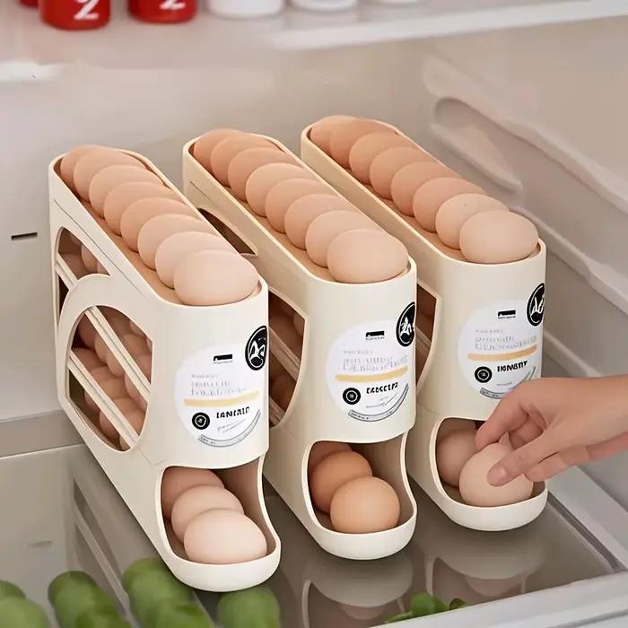 Porte-œufs pour réfrigérateur – Support coulissant à 4 niveaux pour 30 œufs | Organisateur de cuisine peu encombrant |