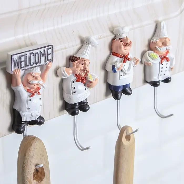 Cuisine créative Chef dessin animé support de rangement crochets mur cintre