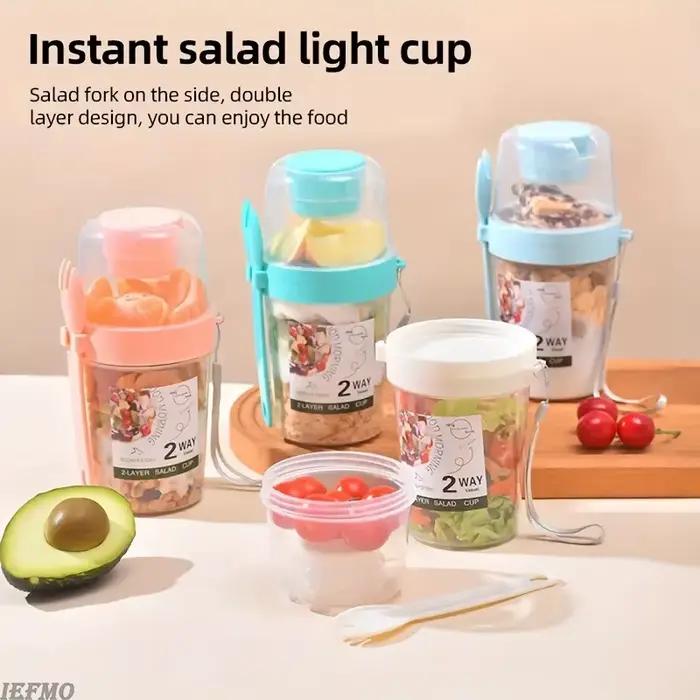 Ensemble de saladiers réutilisables en plastique PP pour une perte de poids saine, contenant fruits, légumes, yaourt, avec couvercle étanche et fourchette intégrée, idéal pour le travail, l'école, le sport et les occasions spéciales