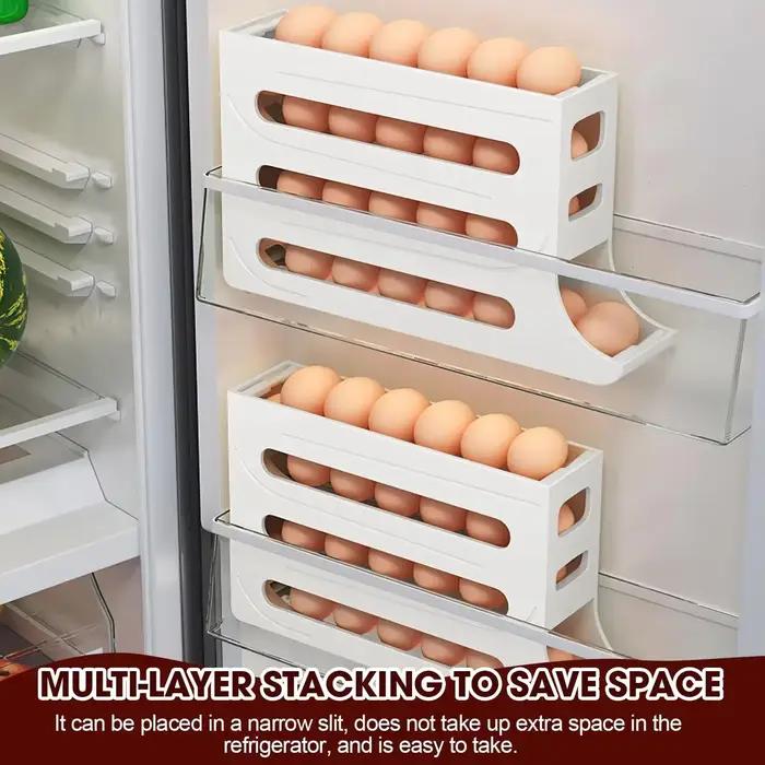 Porte-oeufs intelligent 4 niveaux distributeur d'oeufs pour refroidisseur conception a roulement automatique organisation compacte et protections speciales pour 30 oeufs usage quotidien occassions speciales