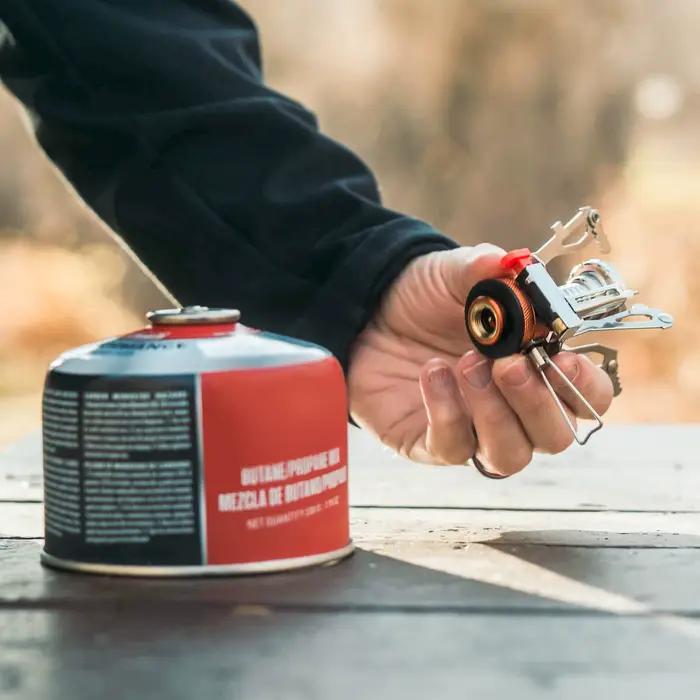Réchauds de Camping portables, réchaud de randonnée avec allumage piézo, réchaud de Camp résistant au vent à Support Stable