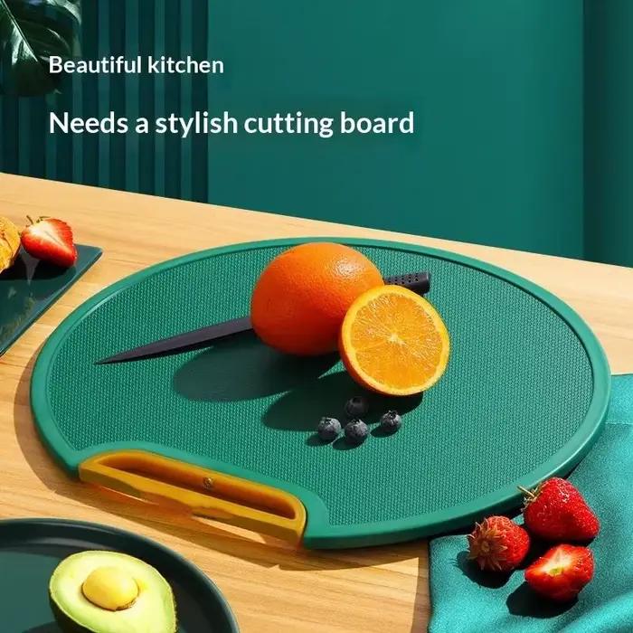 Planche à découper double face antidérapante et anti-moisissure de 29 cm, pour cuisine, suspendable, avec compartiments séparés pour aliments crus et cuits, autoportante