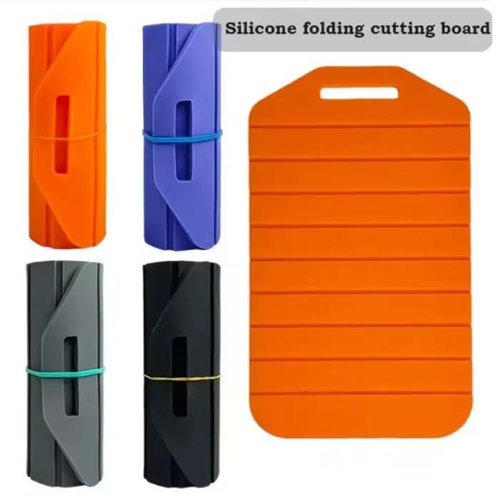 Planche à découper pliable antiadhésive, flexible, antidérapante, avec poignée facile à saisir, planche à découper en silicone portable