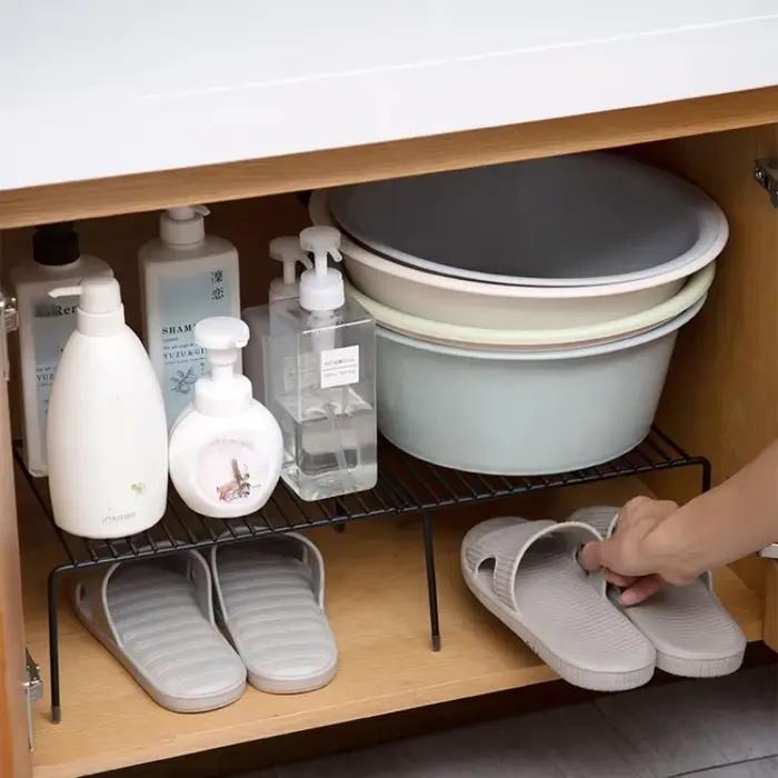 Support d'assaisonnement rétractable en fer – Organisateur d'armoire multifonctionnel avec panier de lavage et porte-cuillère