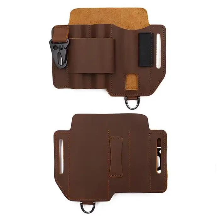 Gaine en cuir pour ceinture, organisateur de poche, outil de rangement extérieur pour lampe de poche, couteau, stylo, tournevis, clé de voiture pour homme