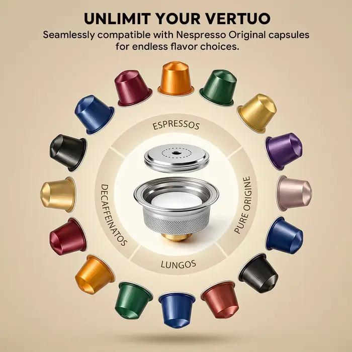 Adaptateur de capsule de café réutilisable pour Nespresso Vertuo Pop / VertuoLine Next – Se transforme en accessoire compatible avec les dosettes Vertuo