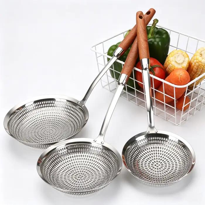 Grande cuillère à fentes en acier inoxydable épaissi, écumoire pour ménage, cuisine commerciale, passoire pour filtre à frire, 304
