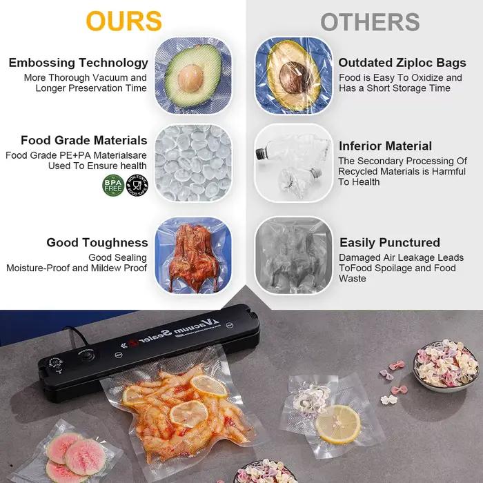 Sacs sous vide pour la cuisine compatibles avec les machines à sous vide pour la conservation alimentaire et la préservation de la fraîcheur