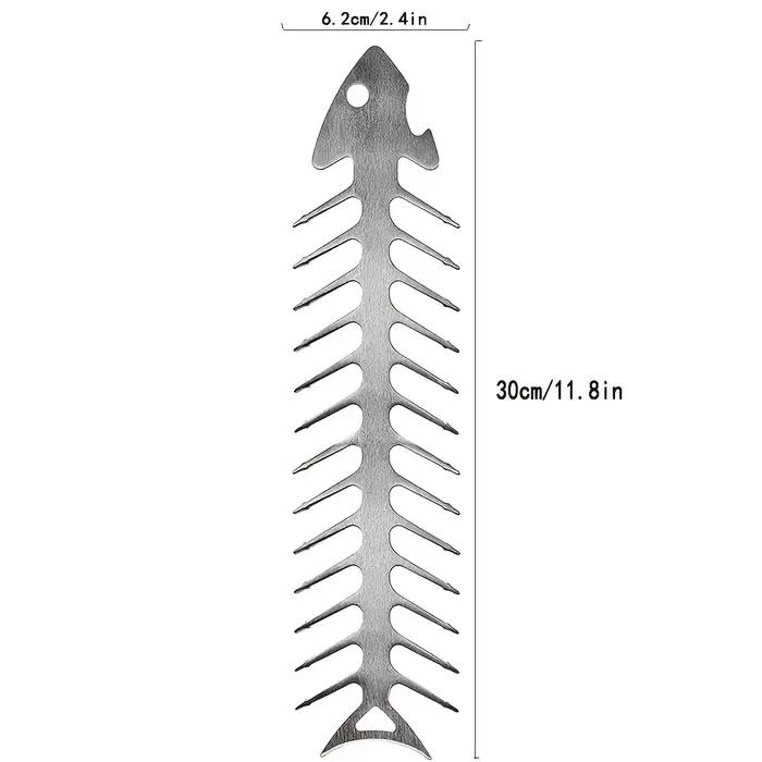 2 brochettes de barbecue en acier inoxydable - Forme d'arête de poisson - Parfaites pour griller du bœuf