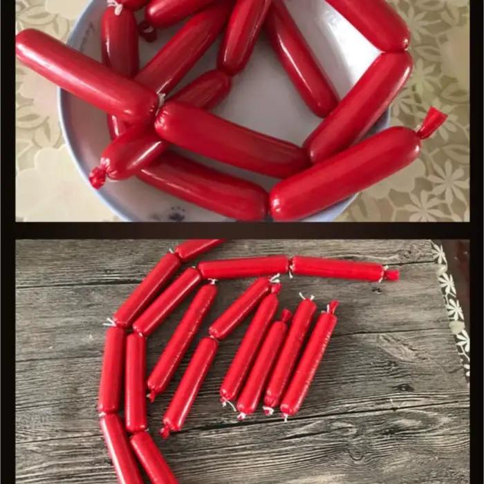 Boîtiers de saucisses en plastique rouge 50mm x 50M, pour coque de saucisse, pour machine à saucisses, hachoir à viande, jambon, porc, outils de cuisine, fournitures