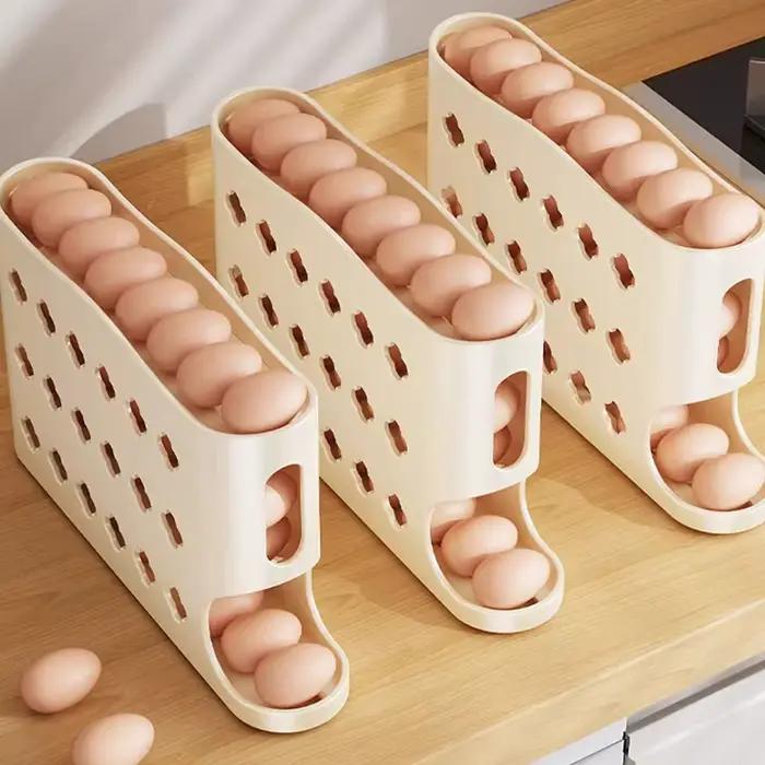 Conteneur de rangement pour œufs à 3 niveaux sur roulettes pour réfrigérateur