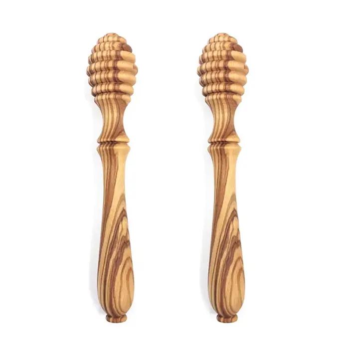 Y51A-distributeur de miel en bois d'olive 2 pièces-ensemble de trempette
