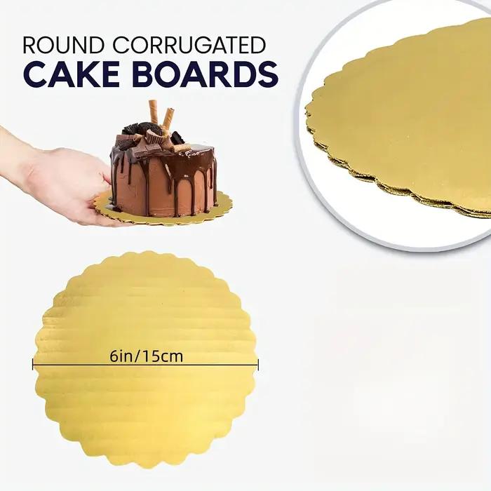 Planche à gâteaux 5 pièces avec cercles à gâteaux circulaires dorés, carton de base de gâteau 6/8/10/12 pouces, adapté au cuire des gâteaux, doré