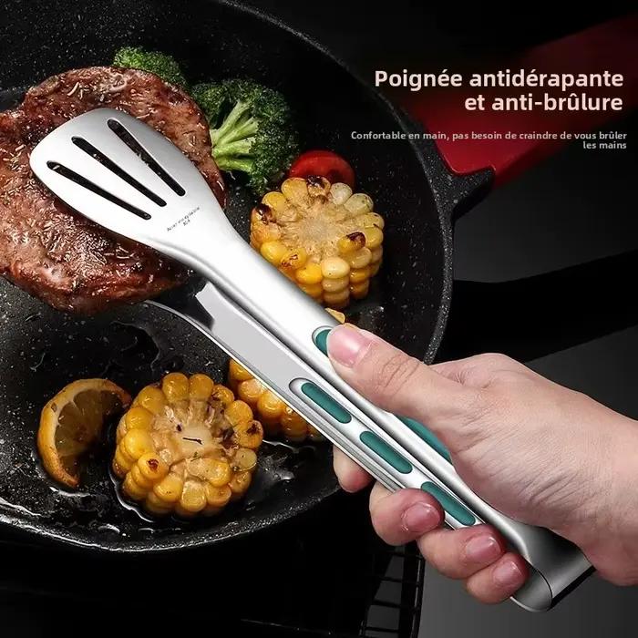 Pinces alimentaires en acier inoxydable, cuisine domestique, épaisses, résistantes à la chaleur, pour Steak, Buffet alimentaire, Barbecue, viande rôtie, pinces à pain