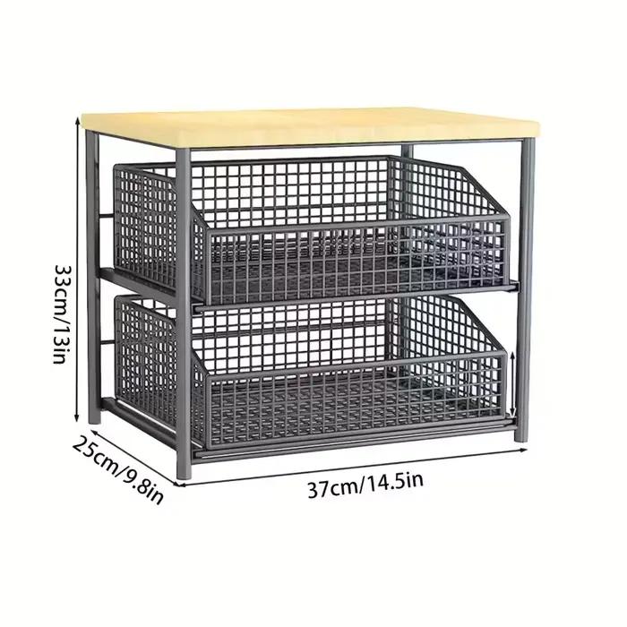 1 support de rangement pour comptoir de cuisine peu encombrant avec tiroirs et paniers métalliques - support de rangement multicouche robuste
