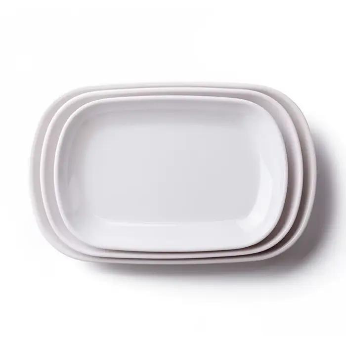 Assiette rectangulaire en mélamine pour petit déjeuner