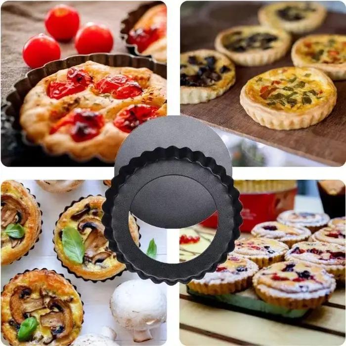 Ensemble de 6 moules ronds antiadhésifs de 4 pouces pour crêpes et flan avec fond amovible