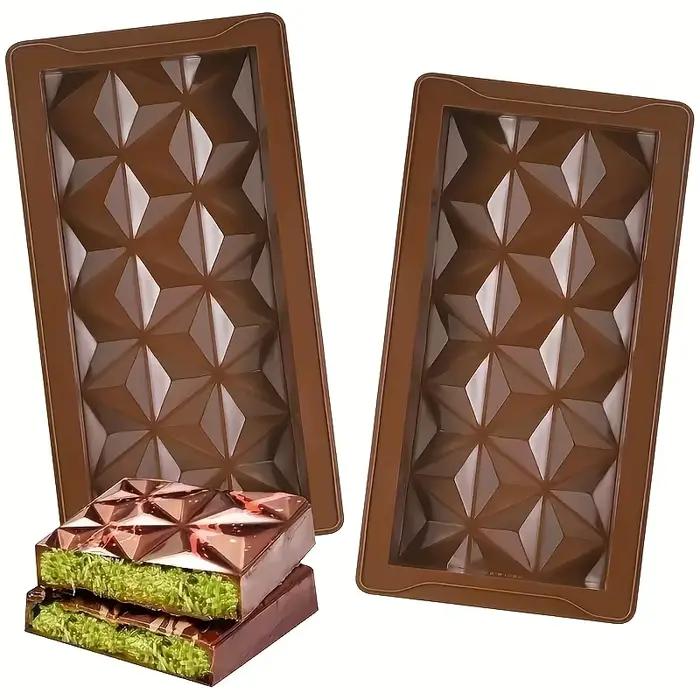 Moules rectangulaires en Silicone pour Barres de chocolat, accessoires de boulangerie pour bonbons, Design épais, Pistache, Style dubaï, 1 pièce