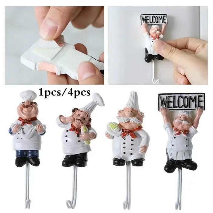 Cuisine créative Chef dessin animé support de rangement crochets mur cintre