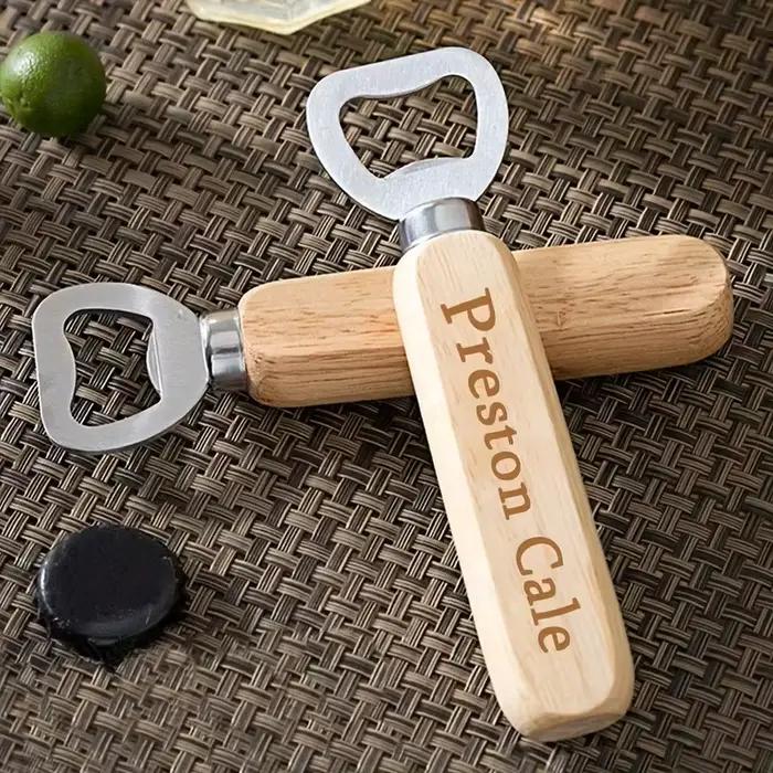 Décapsuleur gravé en bois personnalisé pour cadeaux d'anniversaire, mariages, fêtes des mères, fêtes des pères, Noël, Nouvel An, Halloween, remises des diplômes, nouvelles maisons