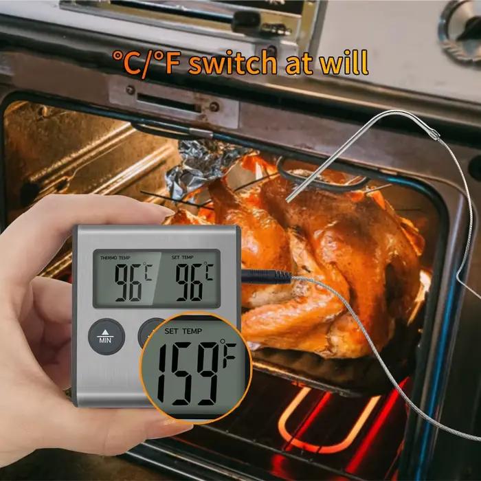 Thermomètre de cuisine numérique pour viande, four, barbecue, minuterie, compteur de chaleur pour la cuisson