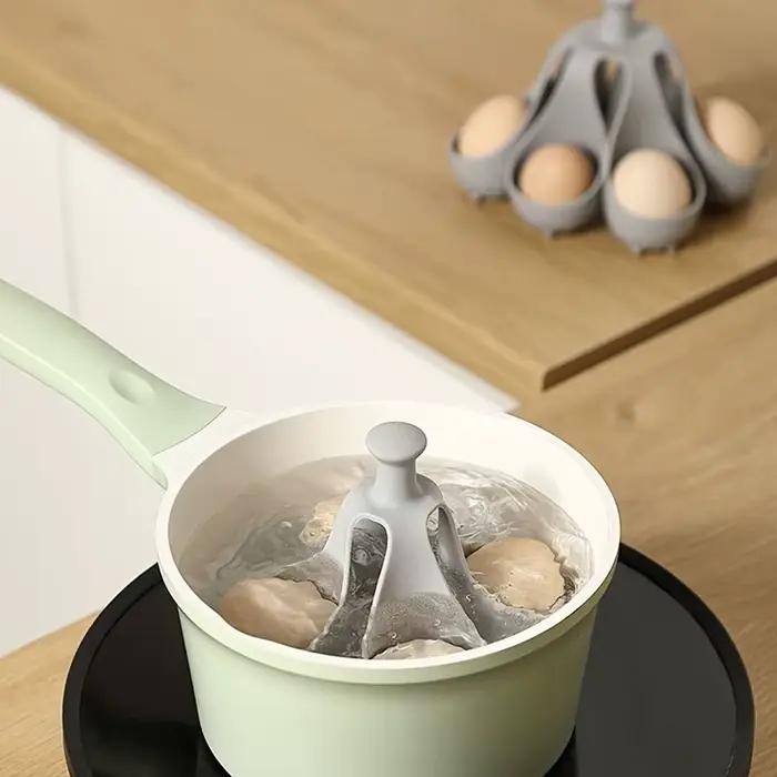Porte-œufs 4/6, cuiseur à œufs en silicone résistant aux hautes températures pour la cuisine domestique – Idéal pour la cuisson des œufs à la vapeur pour le petit déjeuner familial