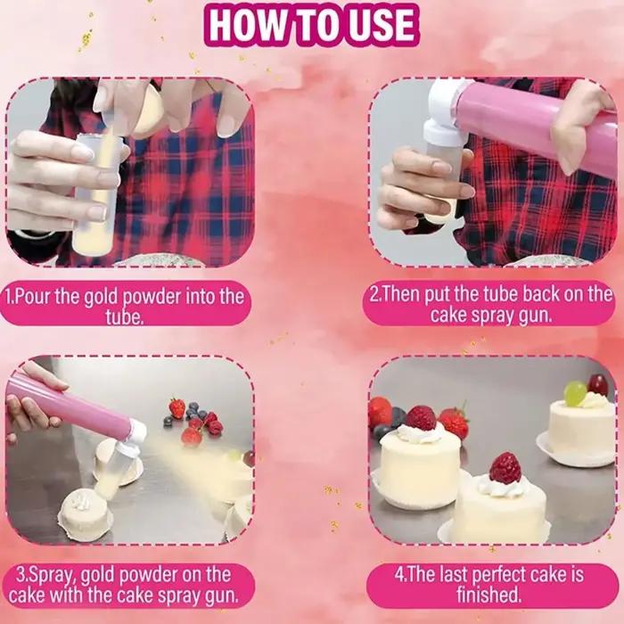 Pistolets de pulvérisation manuels à paillettes pour décoration de gâteau