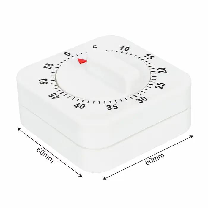 Minuterie mécanique carrée blanche, outils de cuisine, 60 apprentissage, compte à rebours, alarme, rappel
