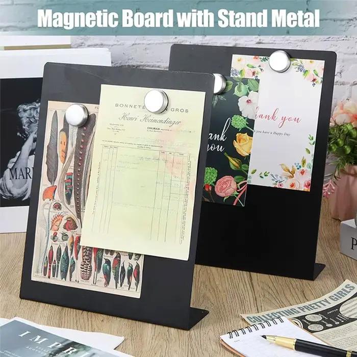 Tableau magnétique en acier inoxydable en forme de L, tableau blanc multifonctionnel magnétique, support vertical, tableau noir, tableau mémo en métal pour bureau