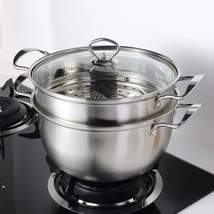 Marmite à soupe astronomique double en acier inoxydable, cuisson non magnétique, ustensiles de cuisine polyvalents, poêle antiarina, marmite à usage général, 1,5 L-4L