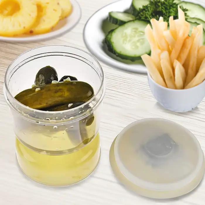 Bocal en forme de sablier en plastique respectueux de l'environnement pour le stockage et le marinage des aliments en cuisine occassions spéciales