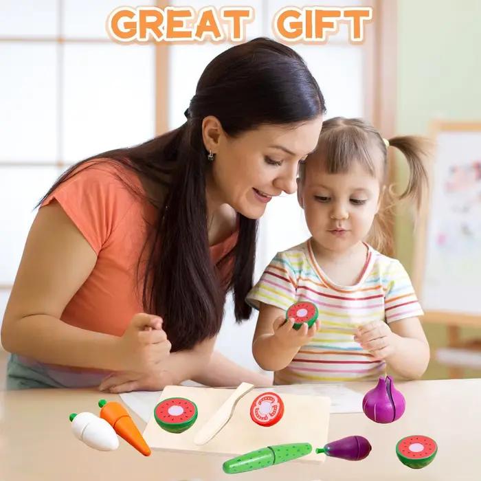 Ensemble de découpe de fruits et légumes en bois pour enfants jeu de simulation de nourriture éducatif occasionnel pour garçons filles 3 6 ans occasions spéciales anniversaire noel