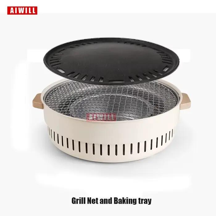 Grill de barbecue portable sans fumée en fer robuste pour barbecues familiaux, pique-niques, camping et utilisation en cour arrière