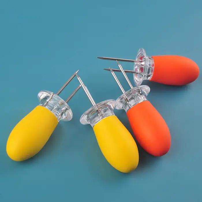 Support de maïs 2 pièces, supports de maïs en acier inoxydable, fourchettes de barbecue, brochettes de maïs sur maïs sur maïs, fêtes de cuisine, outil de verrouillage de Camping