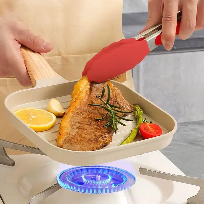 Poêle à gril antiadhésive pour tous les cuisinières, poêle à Steak carrée de 19cm/7.5 pouces pour la cuisine intérieure et l'extérieur, poêle à Steak
