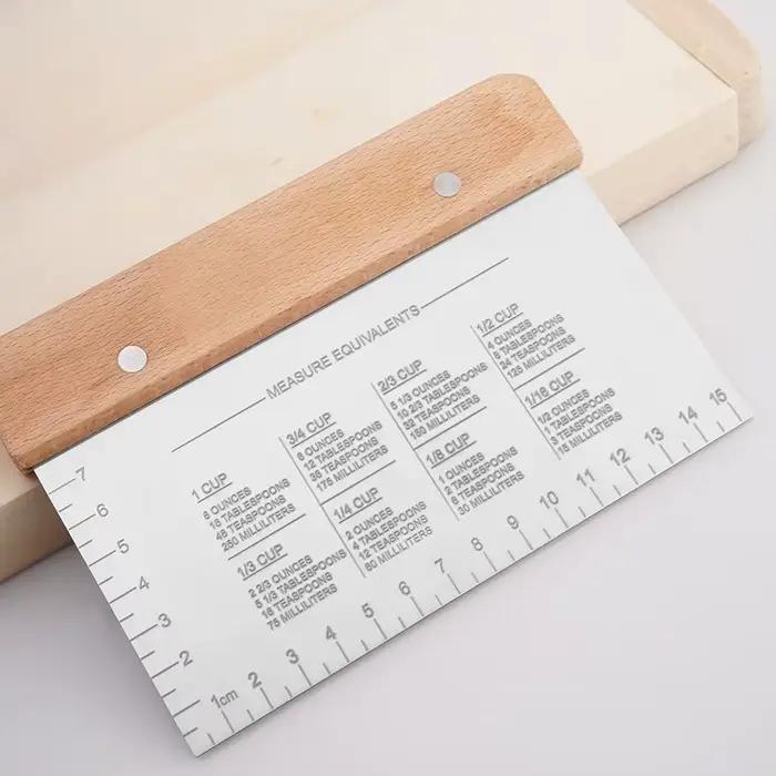Coupe de farine de cuisson avec manche en bois en acier inoxydable